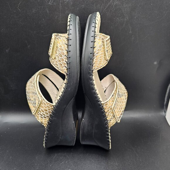 Women's LA PLUME Nina Leather Snakeskin Slides Beige Size  EU 36 US 5.5- 6 - Picture 4 of 6